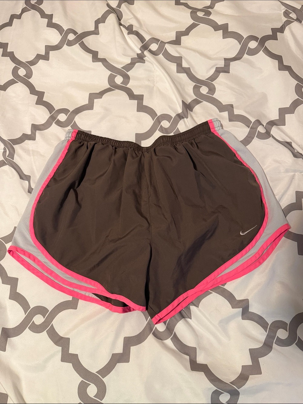 Nike Women’s Grey Athletic Shorts with Pink Trim